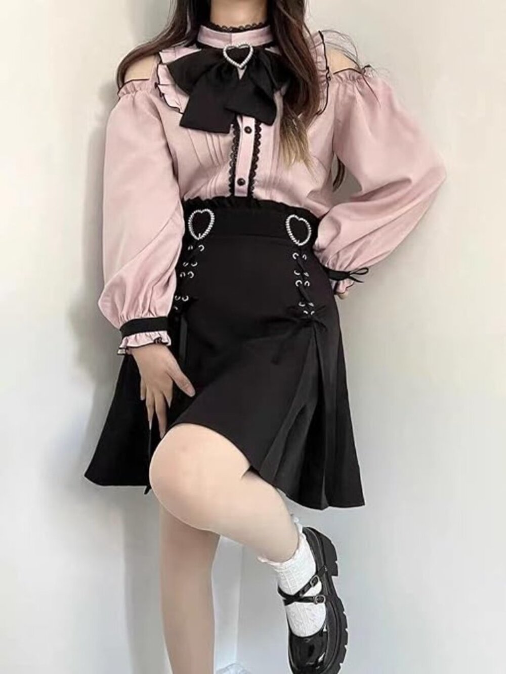 New - Kawaii Clothing Blouse Goth Shirt Women Lace Mesh Sheer Long Sleeve Blouse - Picture 3 of 3